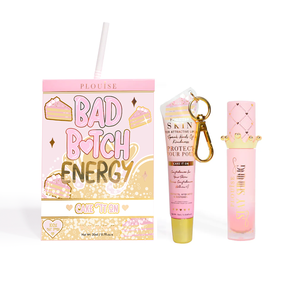 Bad Bitch 能量护唇膏和唇油两件套（草莓色）