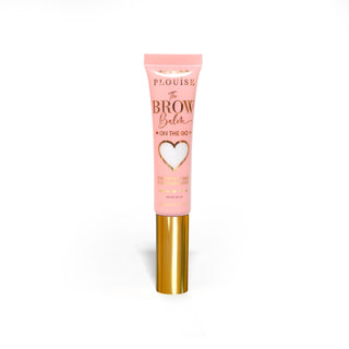 P.Louise Brow Balm in a pink tube with gold-coloured cap, designed for defining and shaping fluffy eyebrows.