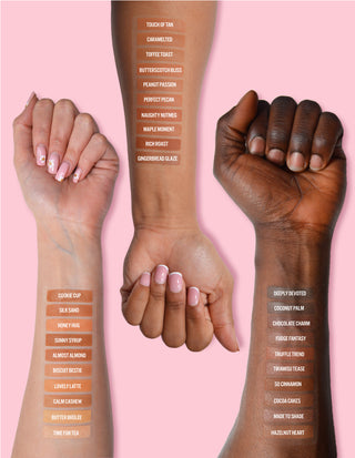 3 个手臂展示 P.Louise The Cheek Of It Baked Bronzer Powder 色调的色样